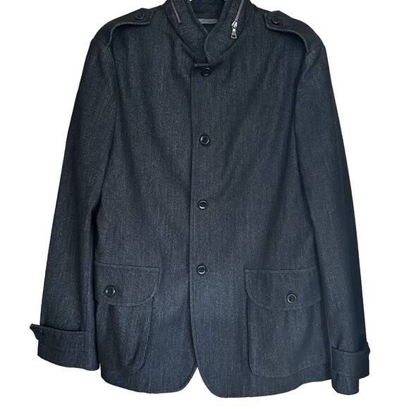 John Varvatos Utility Jacket Pockets Wool Blend Black (Denim-Look)Sz IT 52/US 42 - Picture 3 of 6